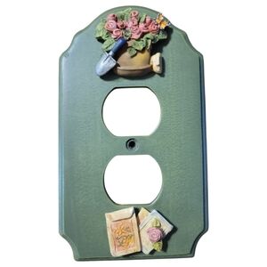 Vtg Figi Graphics Wood Double Rocker Switch Plate/Outlet Cover Electrical Roses